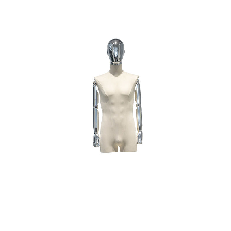 Electroplated arms and head, men's half body wrap Mannequin for Showcasing Natural Body Curves in Store Windows