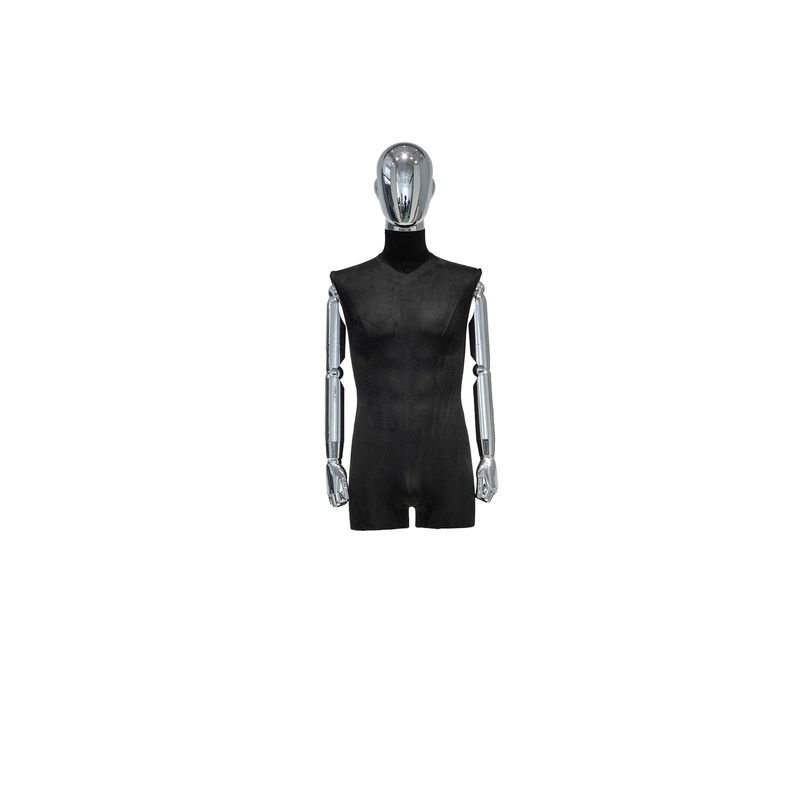 Electroplated arms and head, men's half body wrap Mannequin for Showcasing Natural Body Curves in Store Windows