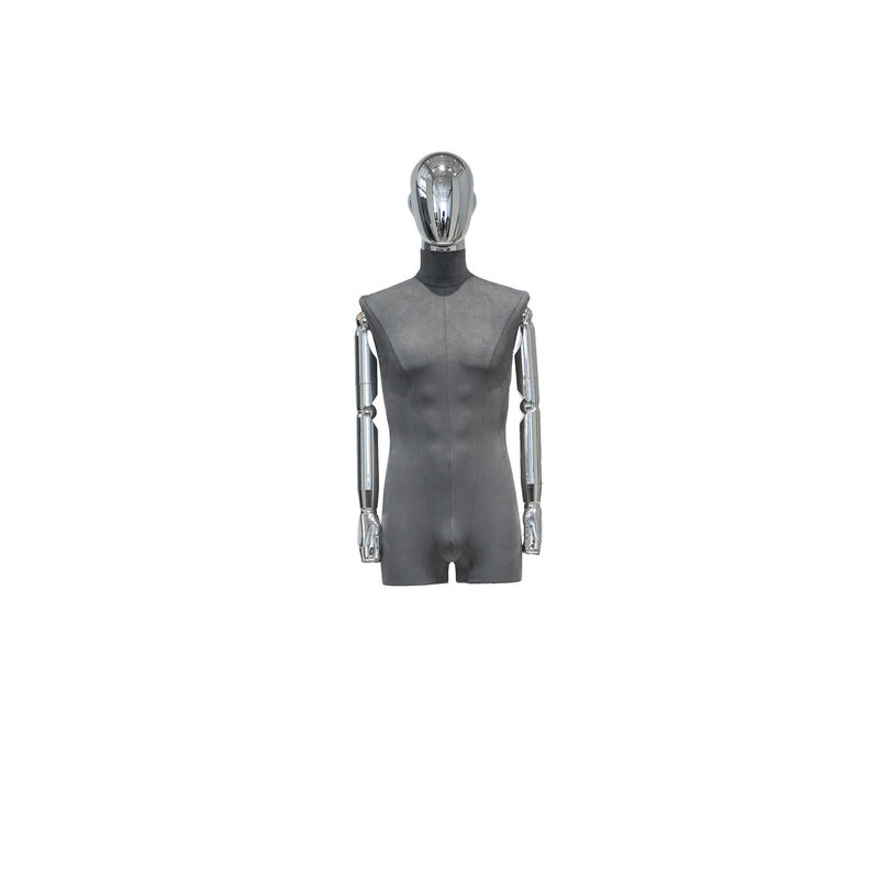Electroplated arms and head, men's half body wrap Mannequin for Showcasing Natural Body Curves in Store Windows