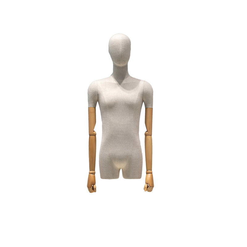 Bamboo jute cloth Half Body Male Mannequin with Head Design Enhancing Model's Temperament & Appearance