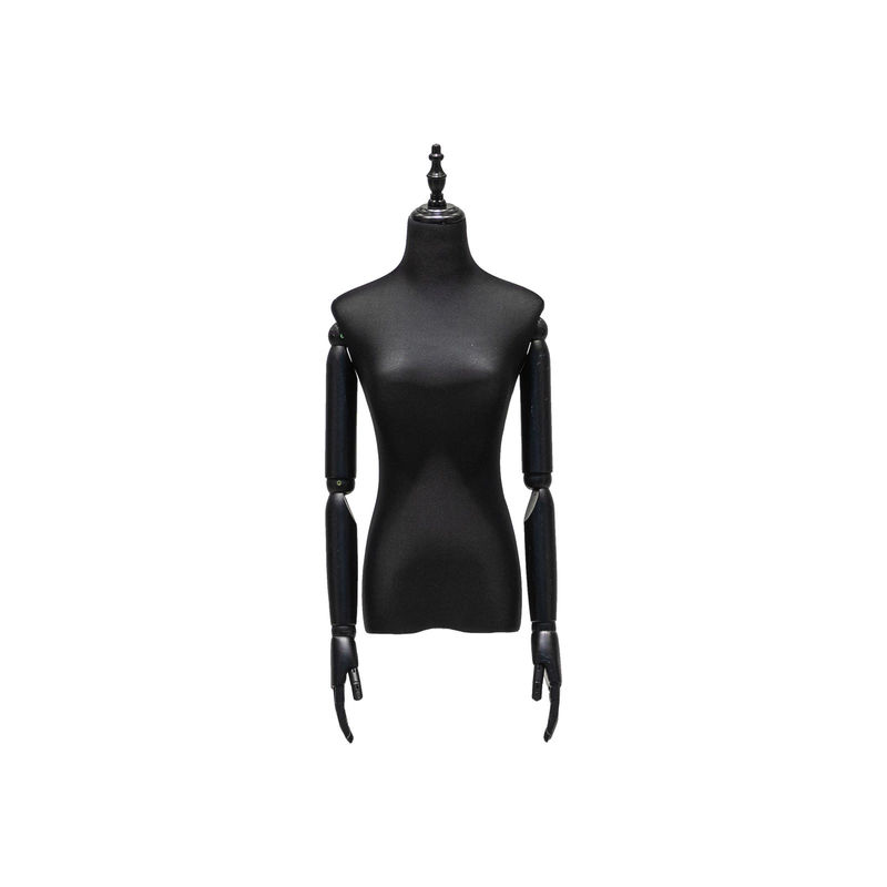 Cotton half body female manikin with arms and special head cover displayed in the display cabinet